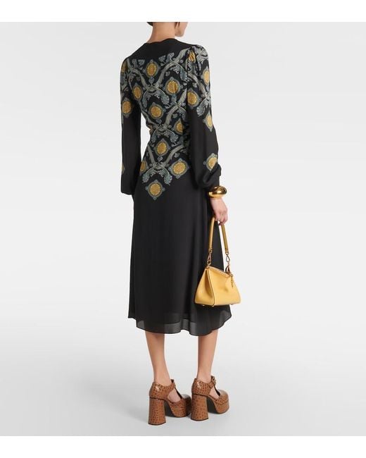 Etro Black Printed Midi Dress