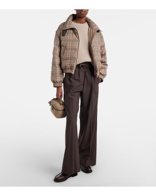 Pantalon Ample En Laine Melangee Brunello Cucinelli en coloris Brown