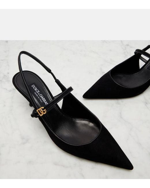 Dolce & Gabbana Black Suede Slingback Pumps
