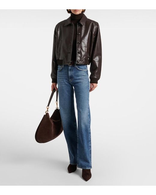 Agolde Blue Harper Mid-Rise Straight Jeans