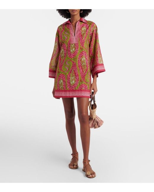 Etro Red Printed Cotton And Silk Tunic
