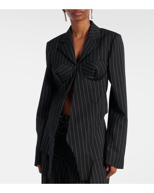 Jean Paul Gaultier Black Striped Virgin Wool Blazer