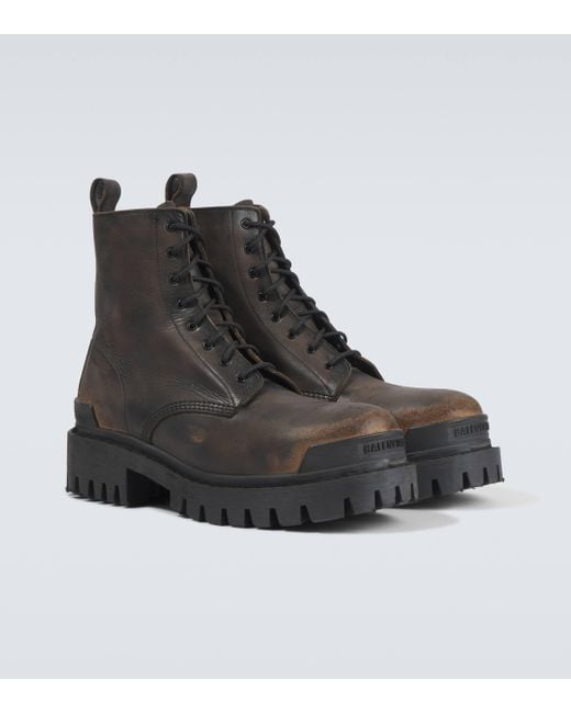 Balenciaga Black Strike Leather Boots for men