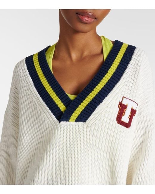 The Upside White Varsity Josie Cotton Sweater