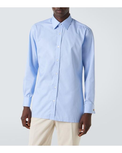 Charvet Blue Cotton Poplin Shirt for men