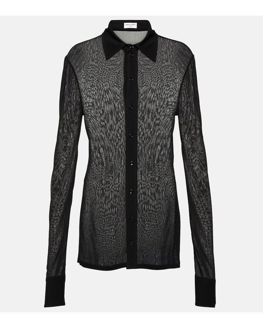 Camisa de punto de crepe Saint Laurent de color Black