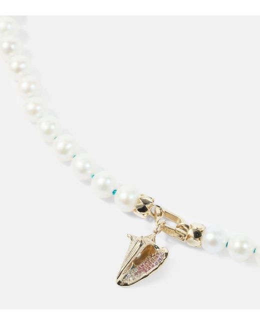 Collana Conch in oro 14kt con perle e pietre preziose di Sydney Evan in White