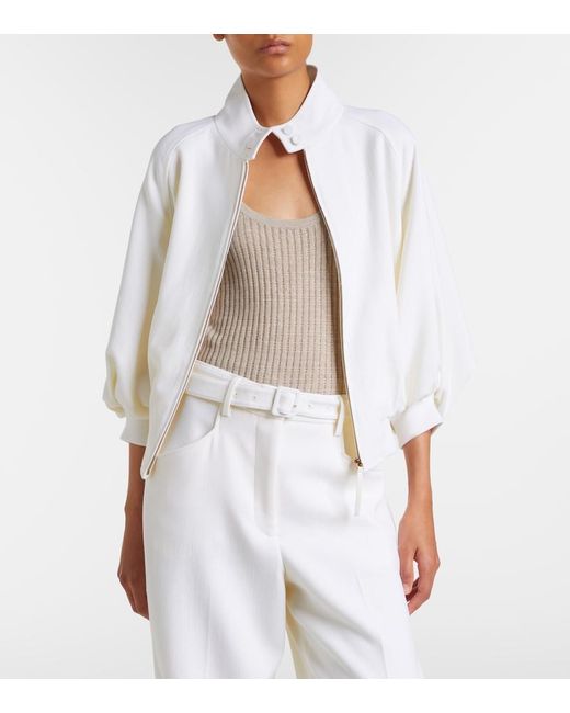 Gabriela Hearst White Aluin Virgin Wool Bomber Jacket