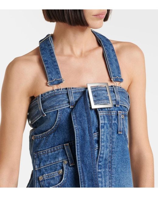 Jean Paul Gaultier Blue Overall Detail Denim Dress