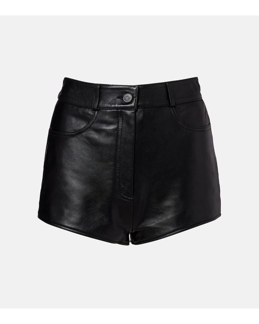 Frankie Shop Black High-Rise Shorts Loen Aus Leder