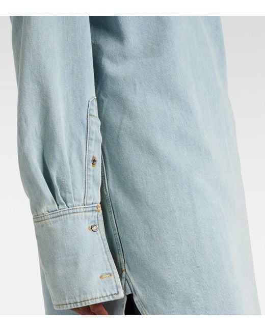 Dries Van Noten Blue Denim Turtleneck Top