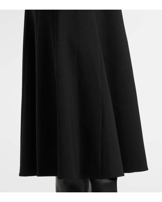 Carolina Herrera Black High-Rise Wool-Blend Midi Skirt