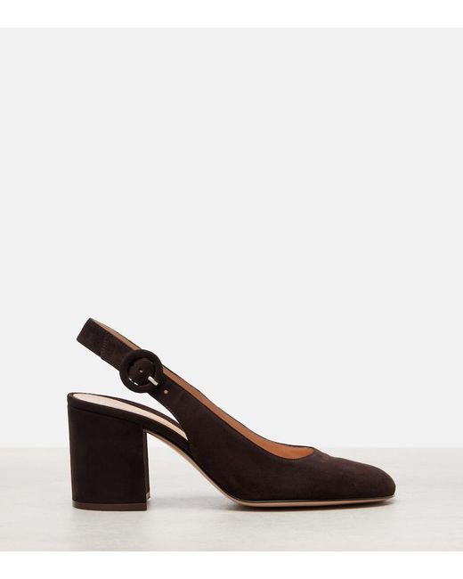 Gianvito Rossi Brown Suede Slingback Pumps