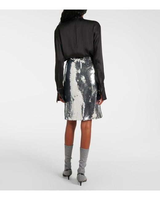 Magda Butrym Gray Sequined Midi Skirt