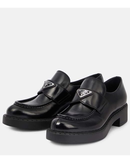 Prada Black Loafers Aus Leder