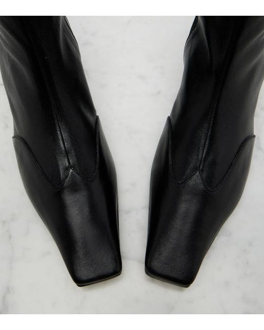 Khaite Black Nevada Leather Ankle Boots