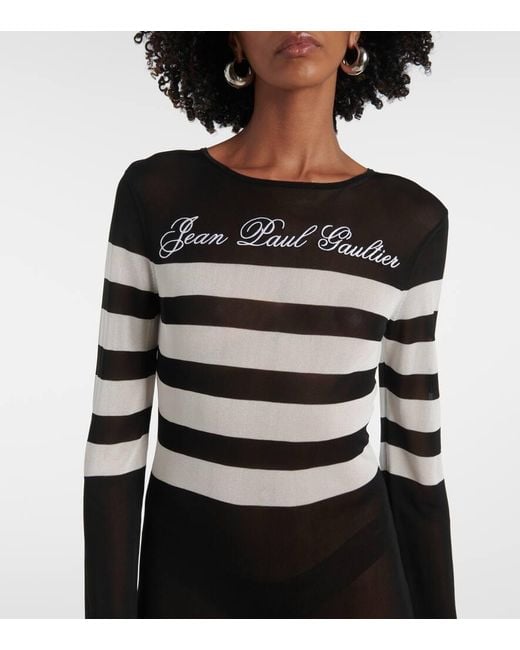 Vestido Largo De Punto A Rayas Signature, Mujer, Talla Jean Paul Gaultier de color Black