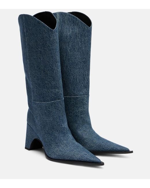 Coperni Blue Bridge Denim Cowboy Boots