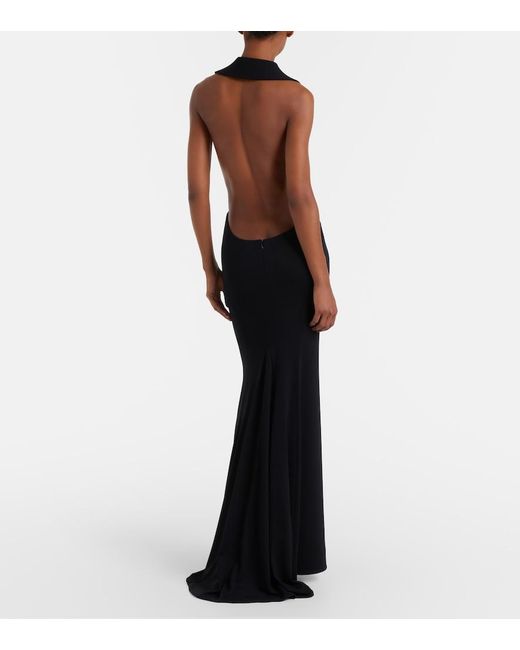 Tom Ford Blue Impossible Asymmetric Jersey Gown