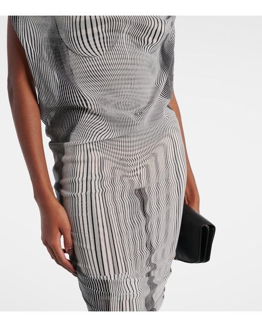 Jean Paul Gaultier Gray Body Morphing Layered Draped Tulle Midi Dress