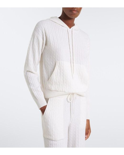Eleventy White Cable-Knit Cashmere Hoodie
