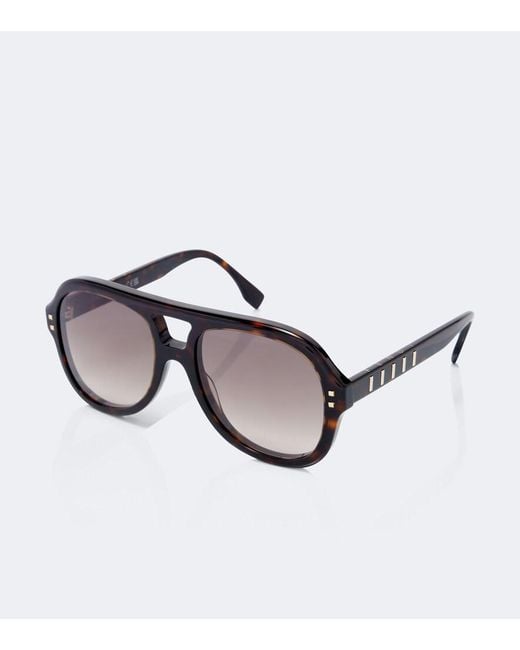 Fendi Brown Five Sisters Aviator Sunglasses