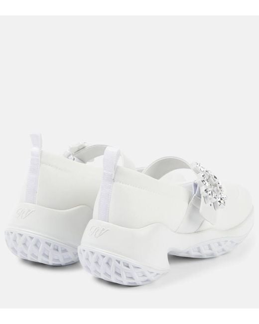 Roger Vivier White Ballerina Viv' Run Technical Fabric With Rhinestone Buckle