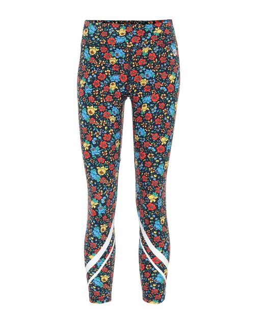 Tory Sport Blue Floral High-rise Cropped leggings
