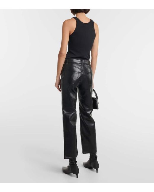 【Frame】 Le Jane leather-blendパンツ FRAME Le Jane Leather-Blend Pants in Black | Lyst
