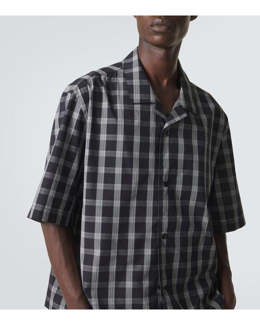 Studio Nicholson Black Kline Checked Cotton Bowling Shirt for men