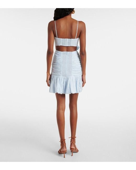 Zimmermann Blue Rhiannon Bow-Detail Cotton Minidress