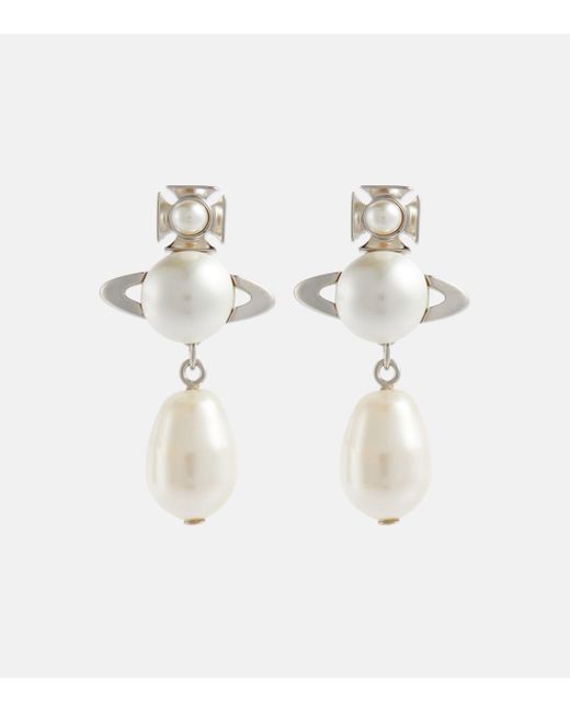 Vivienne Westwood White Inass Faux Pearl Drop Earrings