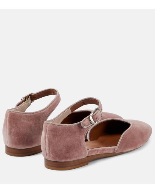 Le Monde Beryl Pink Velvet Ballet Flats