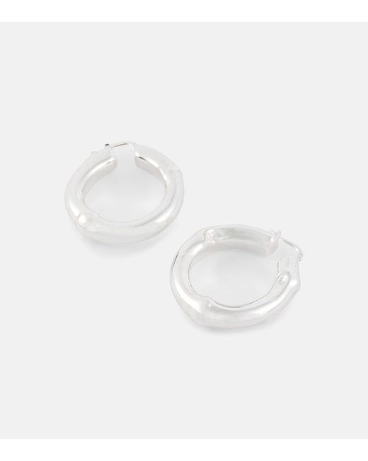 Jil Sander White Small Bamboo Hoop Earrings