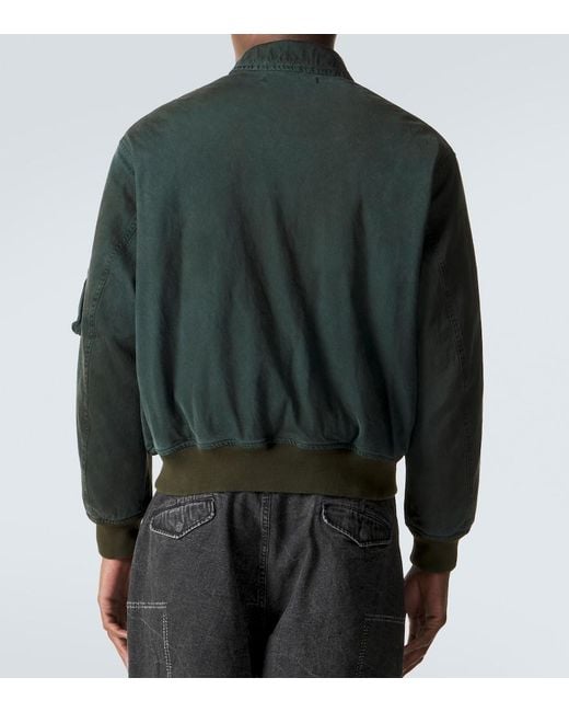 A.PRESSE Black Vintage Silk And Cotton Bomber Jacket for men