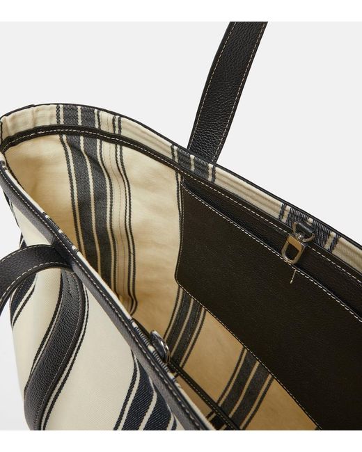 Totême  Black Striped Jacquard Canvas Tote Bag