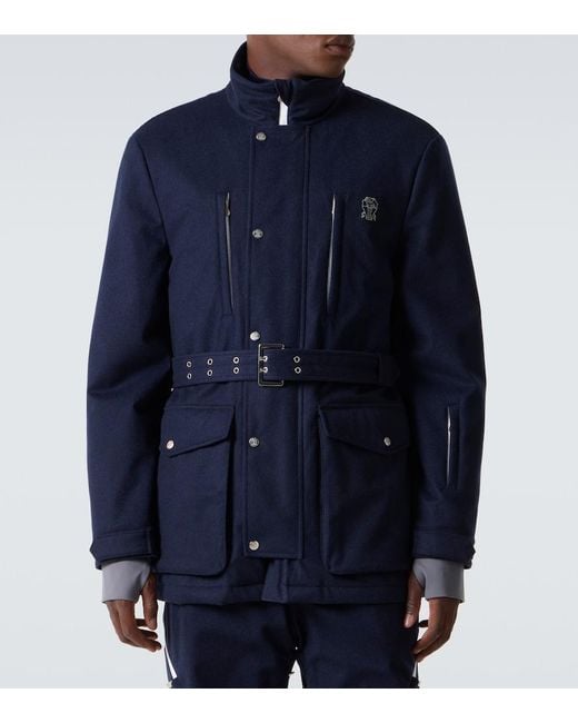 Brunello Cucinelli Blue Wool Ski Jacket for men