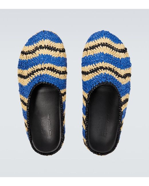 Marni Blue No Vacancy Inn Striped Woven Mules for men