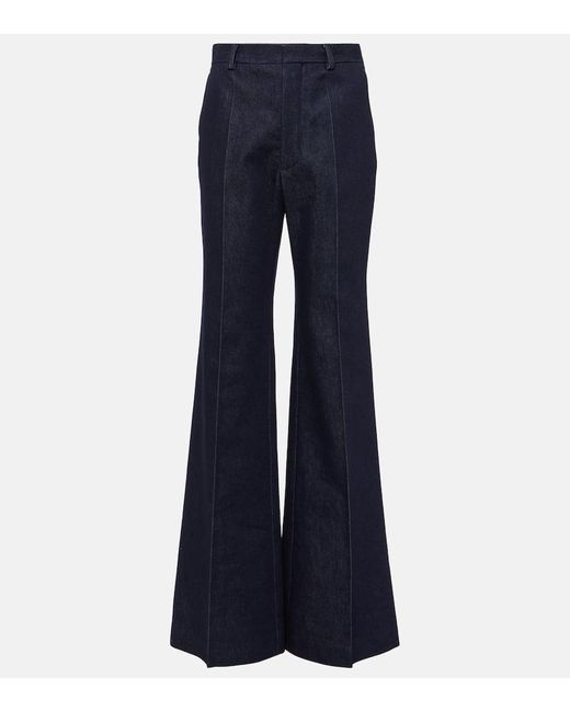 Loro Piana Blue Jose Cotton And Silk Wide-leg Pants