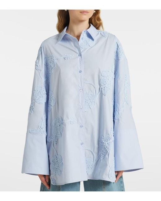 Camisa De Algodon Floral Oversized ROTATE BIRGER CHRISTENSEN de color Blue
