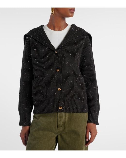 Bottega Veneta Black Ribbed-Knit Wool-Blend Cardigan