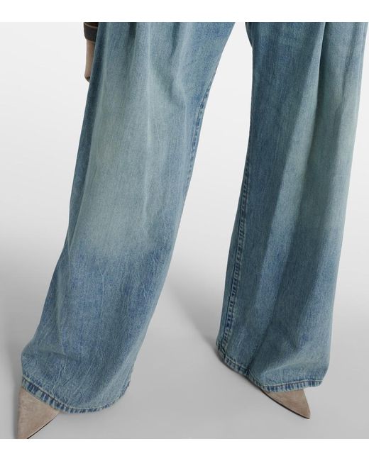 Jeans a vita alta e gamba larga di Brunello Cucinelli in Blue