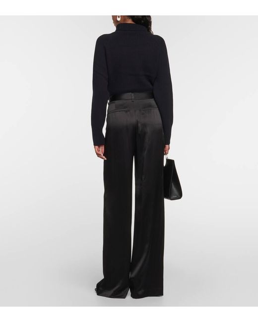 Nili Lotan Black Weite Hose Flavie Aus Seide