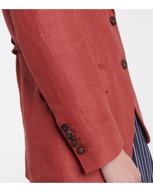 Brunello Cucinelli Red Hemp And Linen Gabardine Blazer