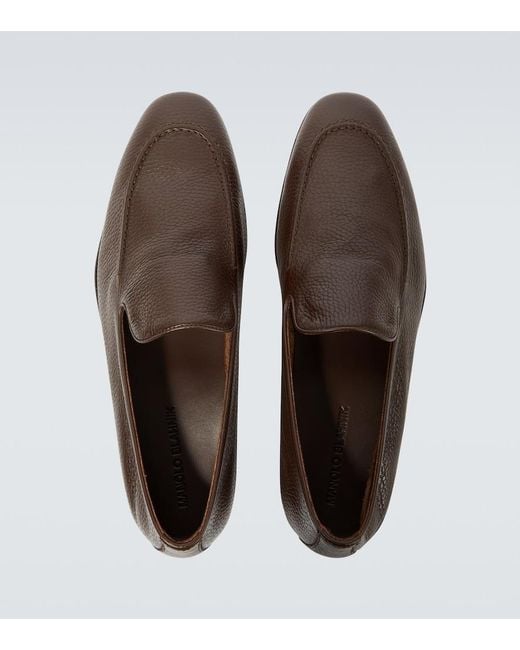 Manolo Blahnik Brown Truro Leather Loafers for men