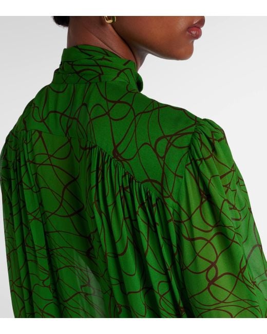 Robe midi imprimee Dries Van Noten en coloris Green
