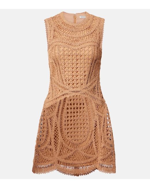 Jonathan Simkhai Brown Coen Raffia-Blend Minidress