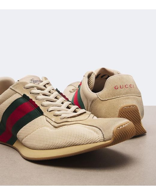 Baskets Tempo A Finitions En Daim Gucci en coloris Natural