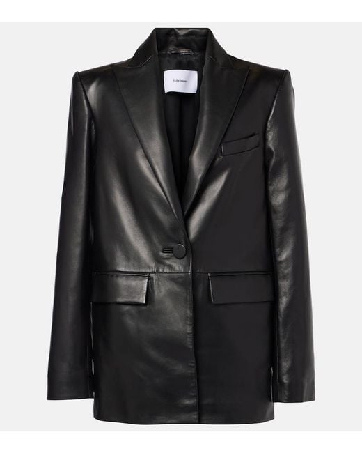 Alex Perry Black Oversized Leather Blazer