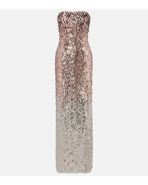 Abito Lungo Lucille Con Paillettes di Jenny Packham in White